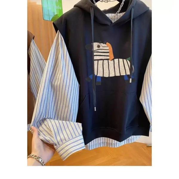 Get Cozy Loose Fit Fake 2 Piece Sweatshirt