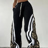 Women's Stripe Patchwork Flare Pants 2025 Leopard Print Trend