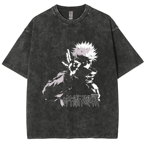 Y2k Anime Gojo Satoru Oversized Washed Tshirt – Xinnzy