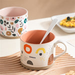 Keramikbecher Vintage Blumen Kaffee für Tee Milch im japanischen Stil