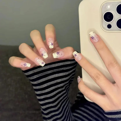 Cute Black Star with headphone 3D Press on Nails