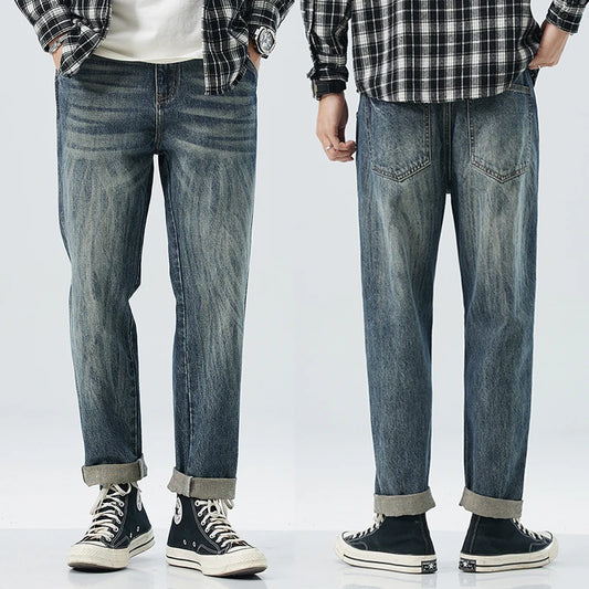 Autumn Jeans For Men Baggy Pants Loose Harem Pants Blue Oversized