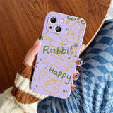 Rabbit Happy  Silicone funny PhoneCase For iPhone Camera Lens Protection Cover