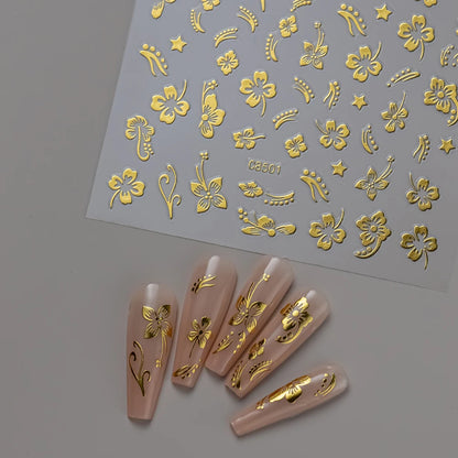 3D Gold Heart Nail Art Stickers