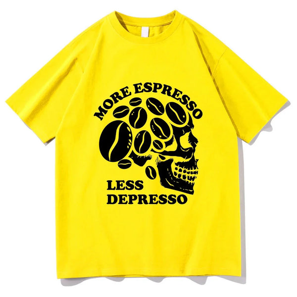 "More Espresso Less Depresso" Skeleton Coffee T-Shirt Men