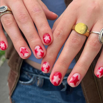 Cute Black Star with headphone 3D Press on Nails