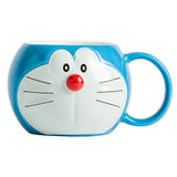 Doraemon-Tasse mit Deckel, Maschinenkatze, blau, niedliche Keramiktasse