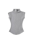 Elegant Turtleneck Sleeveless T-Shirt for Women in a Slim Fit Cut