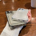 Wallet Card Holder Clear Soft Case For iPhone Transparent Card Slots Cover