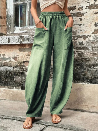 High Waisted Women's Harem Pants with Pockets Casual Beach Baggy Trousers