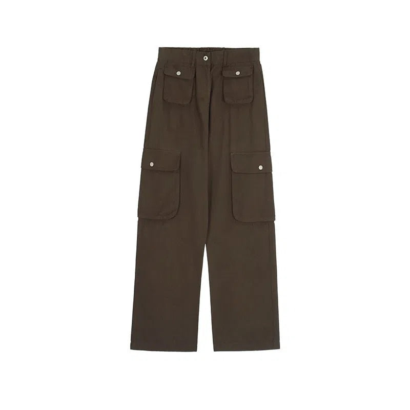 Cargo Pant Y2K Women Pockets Vintage Mid Waist Drawstring