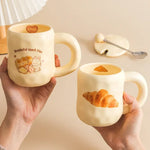 1pc 480ml Ceramic Mug with Spoon and Lid Cute Ceramic Coffee