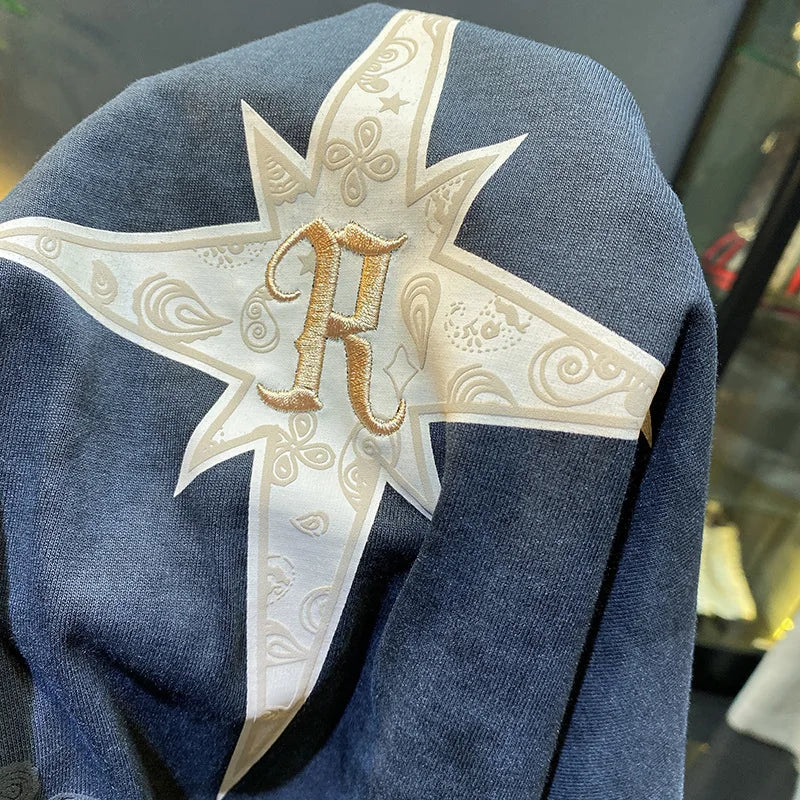 2024 Luxury Embroidered T-Shirt Men’s Casual High-Density Loose Fit Tee