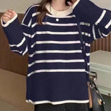 Striped Loose Warm Sweater O-Neck Knitted