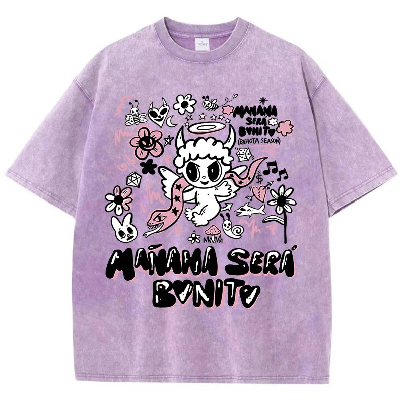 Devil Angel Snake Print Women's Summer Shirt Vintage Breathable Streetwear