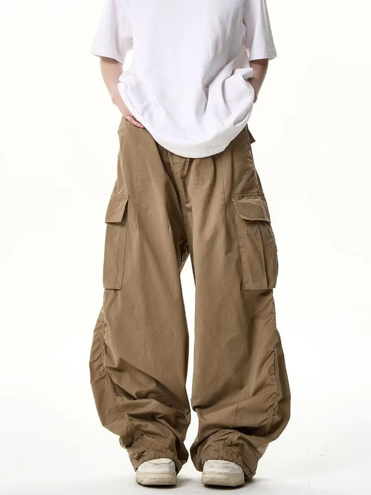 Women's High Street Hip Hop Wide Leg Work Pants Loose Casual Trousers