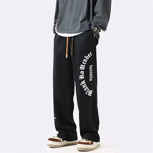 Goth Letter Printed Y2K Men's Pants 2024 Drawstring Sweatpants American Vintage