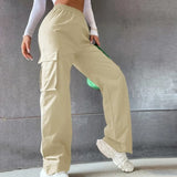 High Waist Slim Cargo Pants Chic Vintage Streetwear