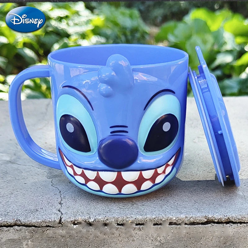 Disney Mickey Stitch kids Cup With Lid Milk Mug Frozen Elsa 3D Cartoon