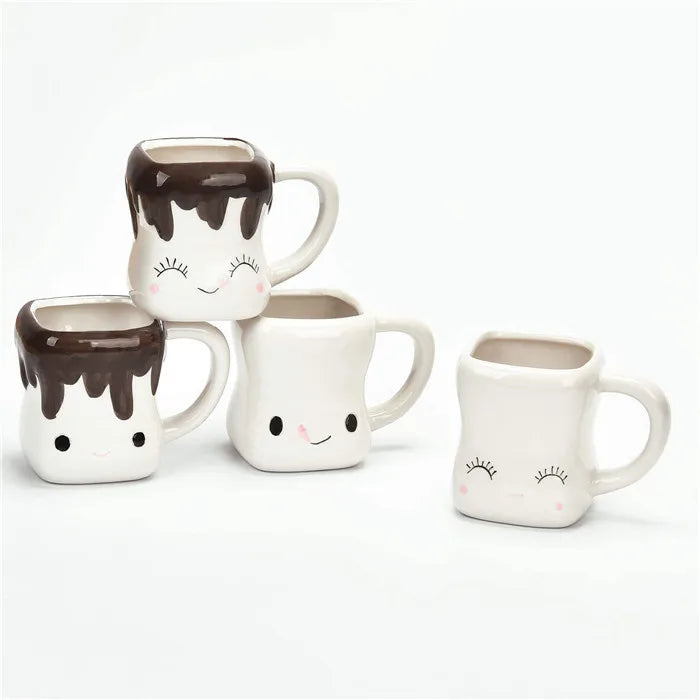 4PCS ceramic expression cotton candy mug mug coffee cup Marshmallow