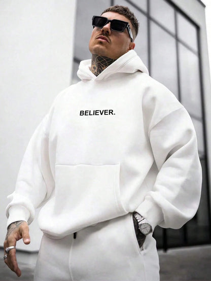 Autumn Winter Hoodie Believer Letter Print Men's Casual