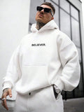 Autumn Winter Hoodie Believer Letter Print Men's Casual