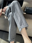 Thickened Cropped Pants 2024 Autumn Winter Women