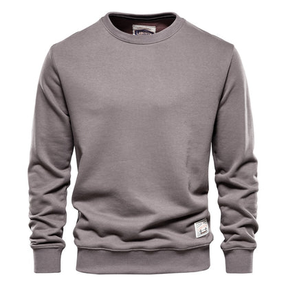 Baumwoll-Herren-Sweatshirt, lässig, einfarbig, langärmelig, Qualität, klassisch