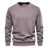 Cotton Men Sweatshirt Casual Solid Color Long Sleeve Quality Classic