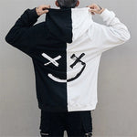Men Smiling Face Hoodie: Stylish Spring  Autumn Fashion with Two-Tone Splicing