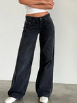 Y2K Vintage Low Rise Jeans Women Wide Straight Leg Baggy