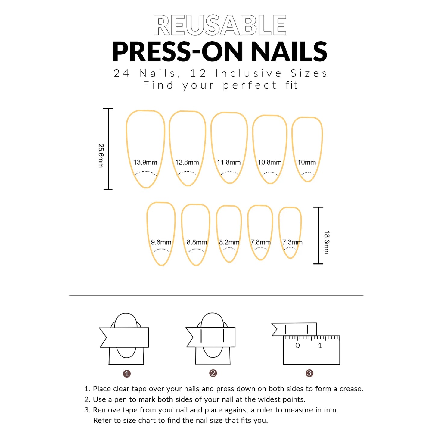 24pcs 3D Carving Devil Flower Press On Nails Brown Long Almond