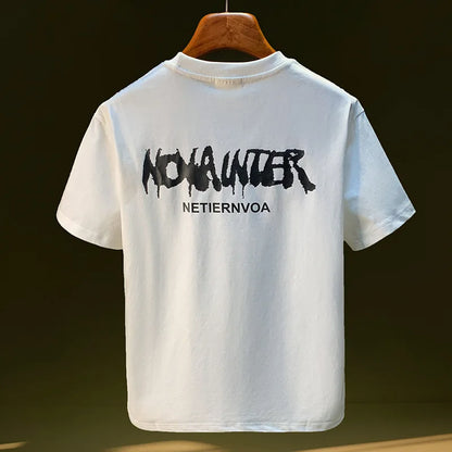 Men's Summer Ice Silk T-Shirt Thin Breathable Trendy Printed Top