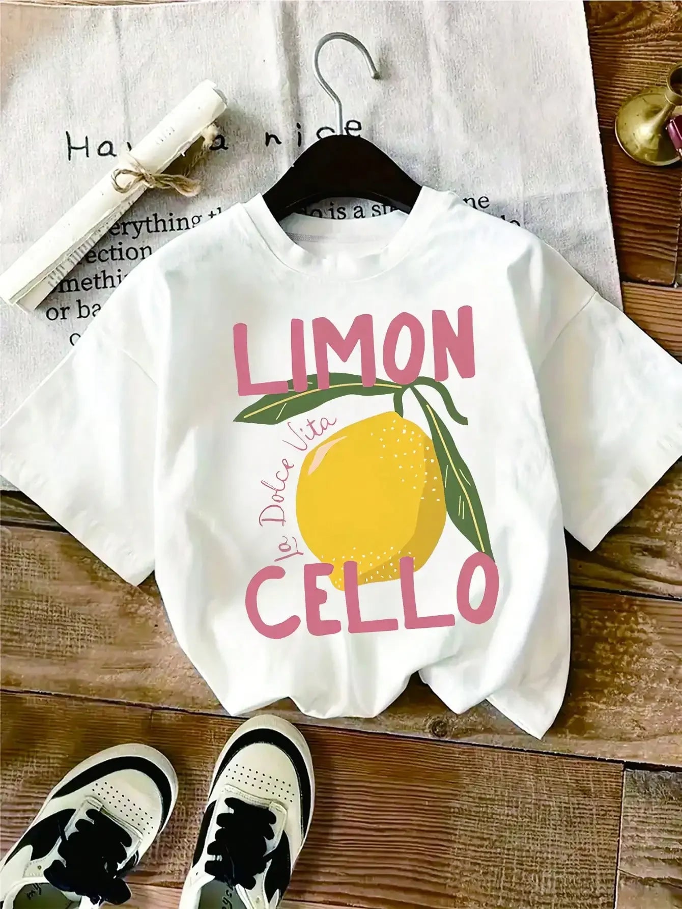 Women's Lemon Print Tshirt Artistic Casual Short Sleeve Tee