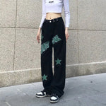 Hip Hop Women Loose Jeans Letter Star Printed High Waist