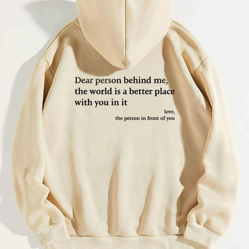 Long sleeved letter hoodie solid color hoodie female