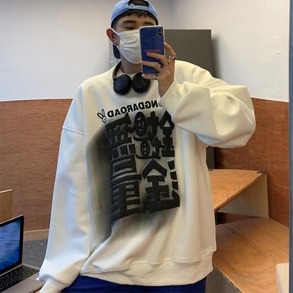 Sweatshirt For Men Loose Fashion Korean Clothing Hip Hop Streetwear