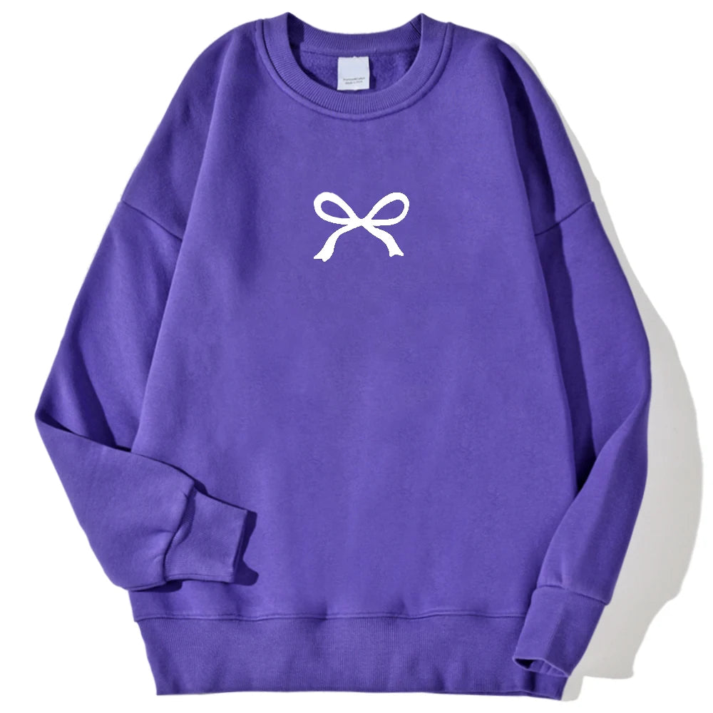 Casual Women's Sweatshirts Kawaii Bow Graphic Prints Pullover