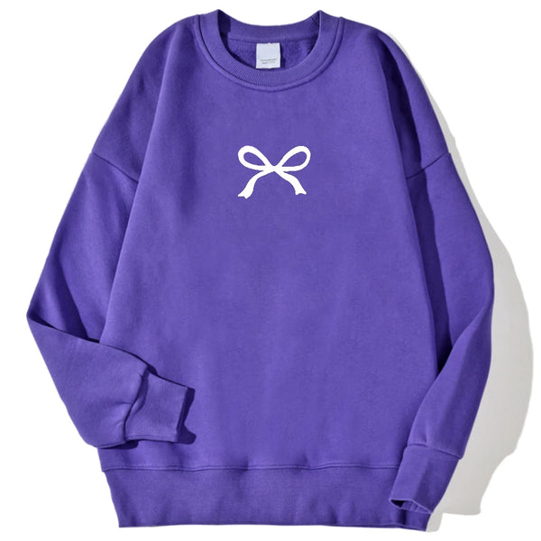 Casual Women's Sweatshirts Kawaii Bow Graphic Prints Pullover