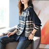 Womens Layered Look Knit Patchwork Shirt Oversized Pullover Blouse