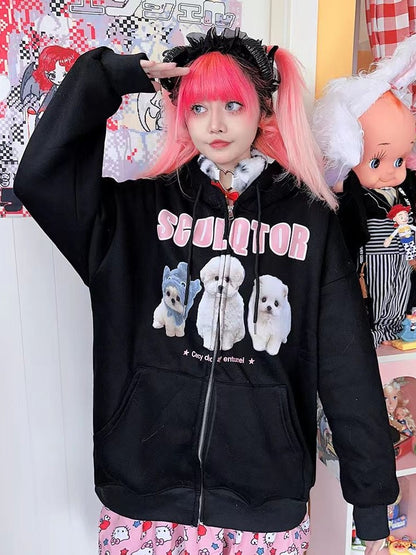 Hoodies Women Kpop Oversized Sweatshirts Cute Cartoon Casual Tops Coat