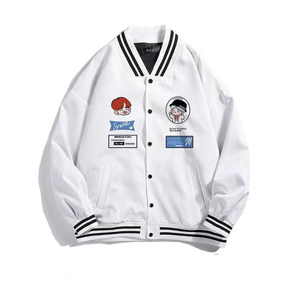 Men Bomber Jacket American Retro Letter Embroidery