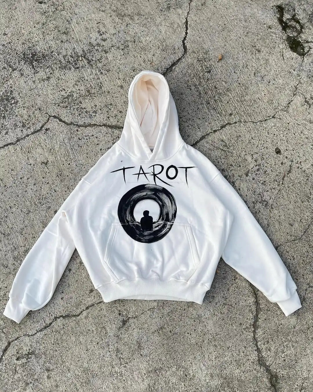 Fashionable 2025 Abstract Print Hoodie Men’s Casual White Top