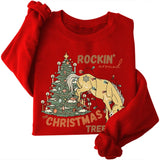 Rockin the Christmas Tree Sweatshirt Cowboy Cowgirl Christmas Sweatshirt Cozy Tops Sudadera