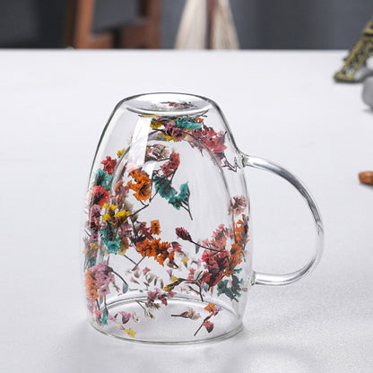 Mug Cup with Dry Flower Sea Snail Conchs Glitters Fillings