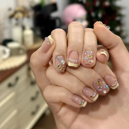 Acrylic Press on Nails for Girls French False Nails Art with Glue