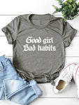 Kurzarm-T-Shirt mit Aufdruck „Good Girl Bad Habits“ für Damen