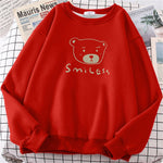 Streetwear Hoodie Women New Vintage Printed Smile Bear