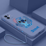Disney Stitch Soft Phone Case für IPhone 14 13 mit Lanyard Anti-Fall