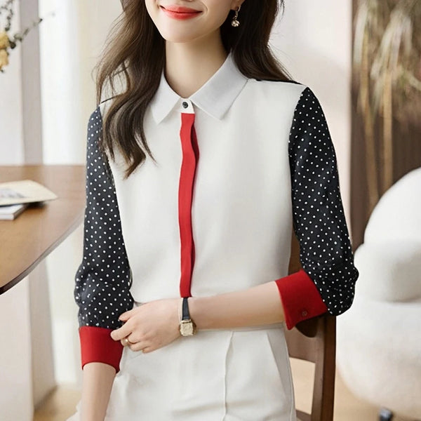 Elegant Blouse Women Long Sleeve Casual Shirt Office Top